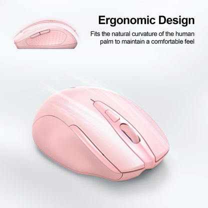 TECKNET Wireless Mouse (BT5.0/3.0 & 2.4G) Rechargeable 4800 DPI Silent USB A & Bluetooth Mouse 6 Buttons, Wide Compatibility - Grey