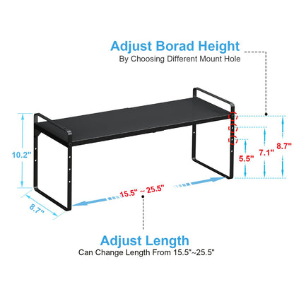 15.5 to 25.5 Inch Expandable Kitchen Cabinet Organizer Shelf, 2 Pack 30 LBS Heavy Duty Adjustable Kitchen Counter Storage Shelves Organizers,Stackable Small Storage Shelf Rack For Cabinet Cupboard