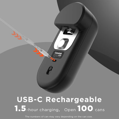 Canslab Turbo Rechargeable Can Opener - Professional Grade Blade, Auto-Stop, LED Battery Life Display, Wall-mountable, Side Cut Electric Can Opener for Smooth Edge, Hands-free Operation,USB-C Charging