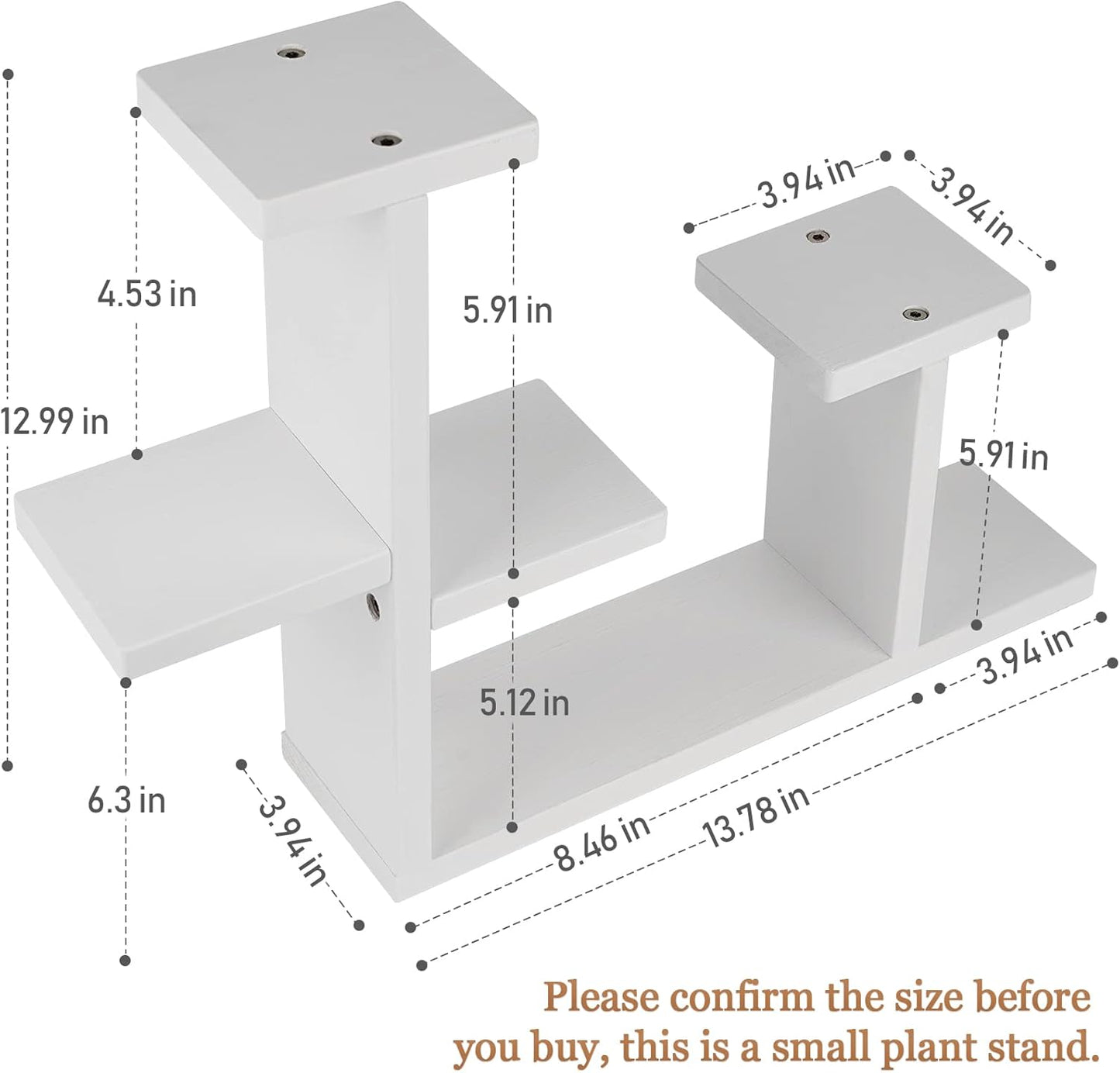 Compact White Wooden Mini Tabletop Plant Stand
