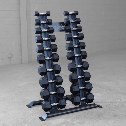 Body-Solid (SRD300) Pro Clubline Dumbbell Rack, Compact Vertical Storage for Commercial and Home Gym Weights, Designed for Body Solid SDX and SDR Dumbbells