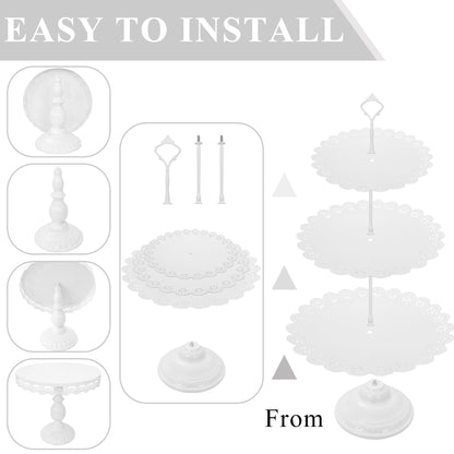 JALANCY Set of 9 Cake Stands Metal Cupcake Stand Set Multiple Styles Candy Fruit Display Tower Dessert Plate Cake Serving Tray for Birthday Party Wedding Anniversary Baby Shower Engagement (White)
