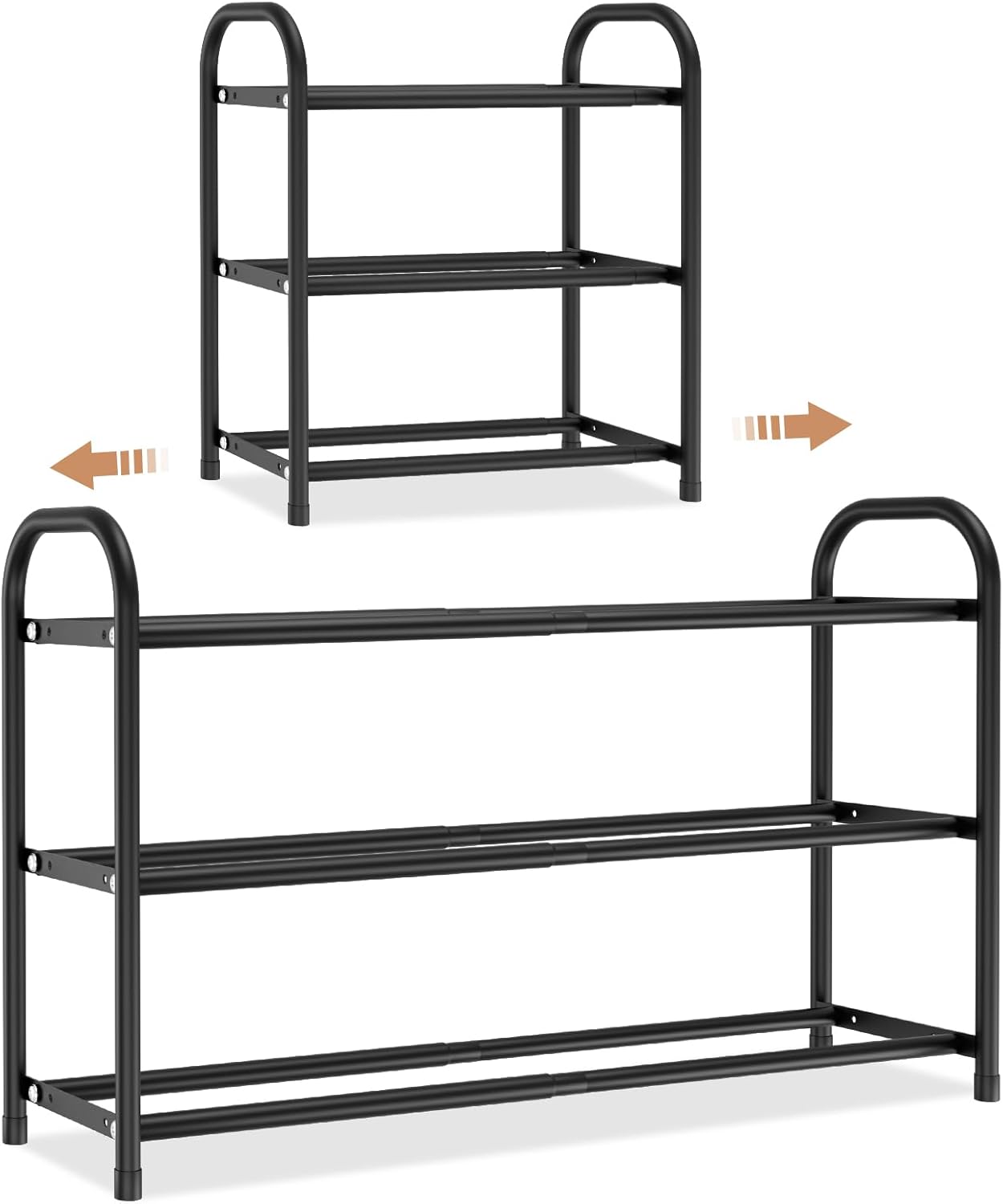 Closet, 18"-32" 3-Tier 12 Expandable Shoe Rack for Metal Shoe Rack for Entryway Adjustable Width Free Standing Shoe