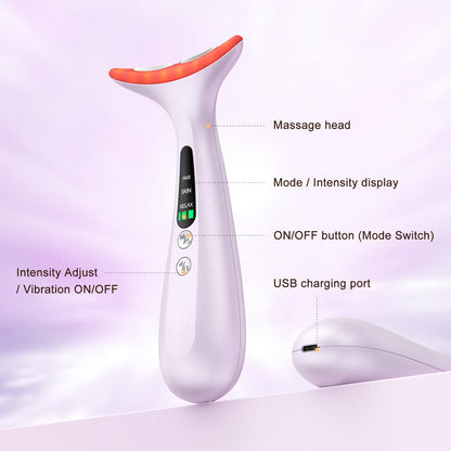 Facial and Neck Massager for Face, Neck - Skin Lifting & Firming - Wrinkle & Dark Circle Reducer - at Home Skin Care Face Sculpting Tool and Neck Massager-Pastel Pink