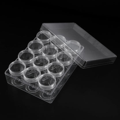 SEHOI 4 Pack 12 Grid Clear Plastic Jewelry Box Organizer,5D Diamond Embroidery Painting Accessories Storage Box,Small Bead Storage Containers for Bead Gem Nail Glitter Slime