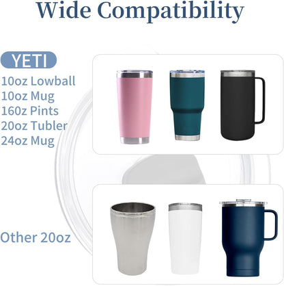 2 Pack Tumbler Lid for Yeti with Magnetic Slider Switch, Reusable Replacement Lids