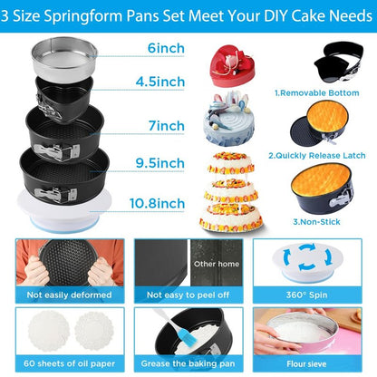 Cake Decorating Kit Cake Decorating Supplies, 515 PCS Baking Supplies Set with 3 Springform Pan Sets, 66 Icing Piping Nozzles, Cake Rotating Turntable, Piping Bags, Birthday Gifts for Mom Wife