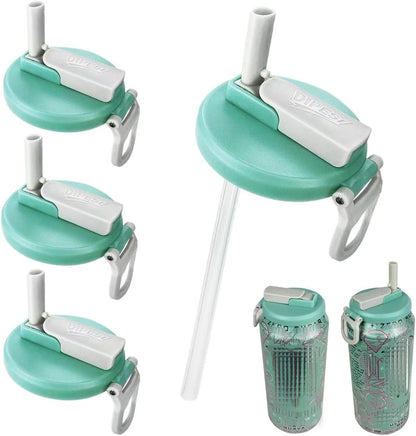 4 Pack 12oz/16oz DIPESI Soda Can Lids with Straws,Inspired by Energy Drink Can Colors Fits fit Standard Cans
