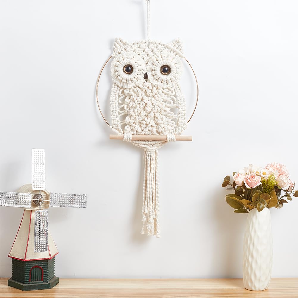 ORIGACH DIY Macrame Owl Wall Hanging Tapestry Kit Owl Macrame Kit for Beginner Boho Handmade Woven Macrame Wall Hanging Decor for Living Room Bedroom