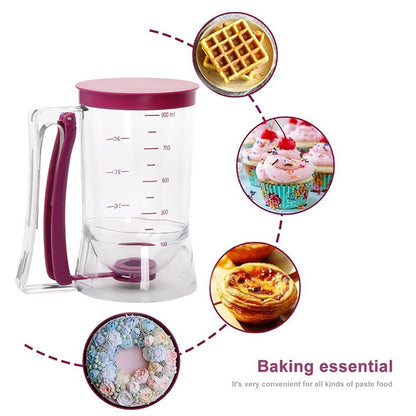 Pancake Batter Dispenser, Pancake Dispenser with Measuring Label, Plastic Batter Dispenser with Cleaning Brush for Cupcakes, Waffles, Muffin Mix, or Any Baked Goods