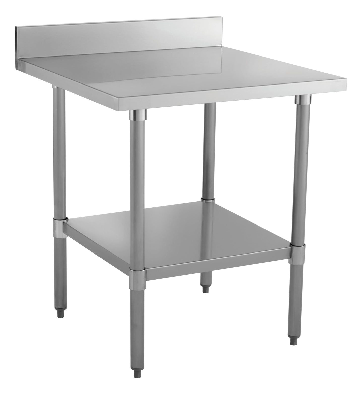 Kratos Stainless Steel Kitchen Prep Table 24" Dx36 W with Backsplash and Undershelf, NSF Worktable for Restaurants - 18ga/430SS (28W-045)