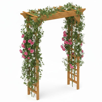 BIGTO Wooden Arbor 63" x 26" x 85", Wood Wedding Trellis for Plant Climbing, Outdoor Decor Pergola
