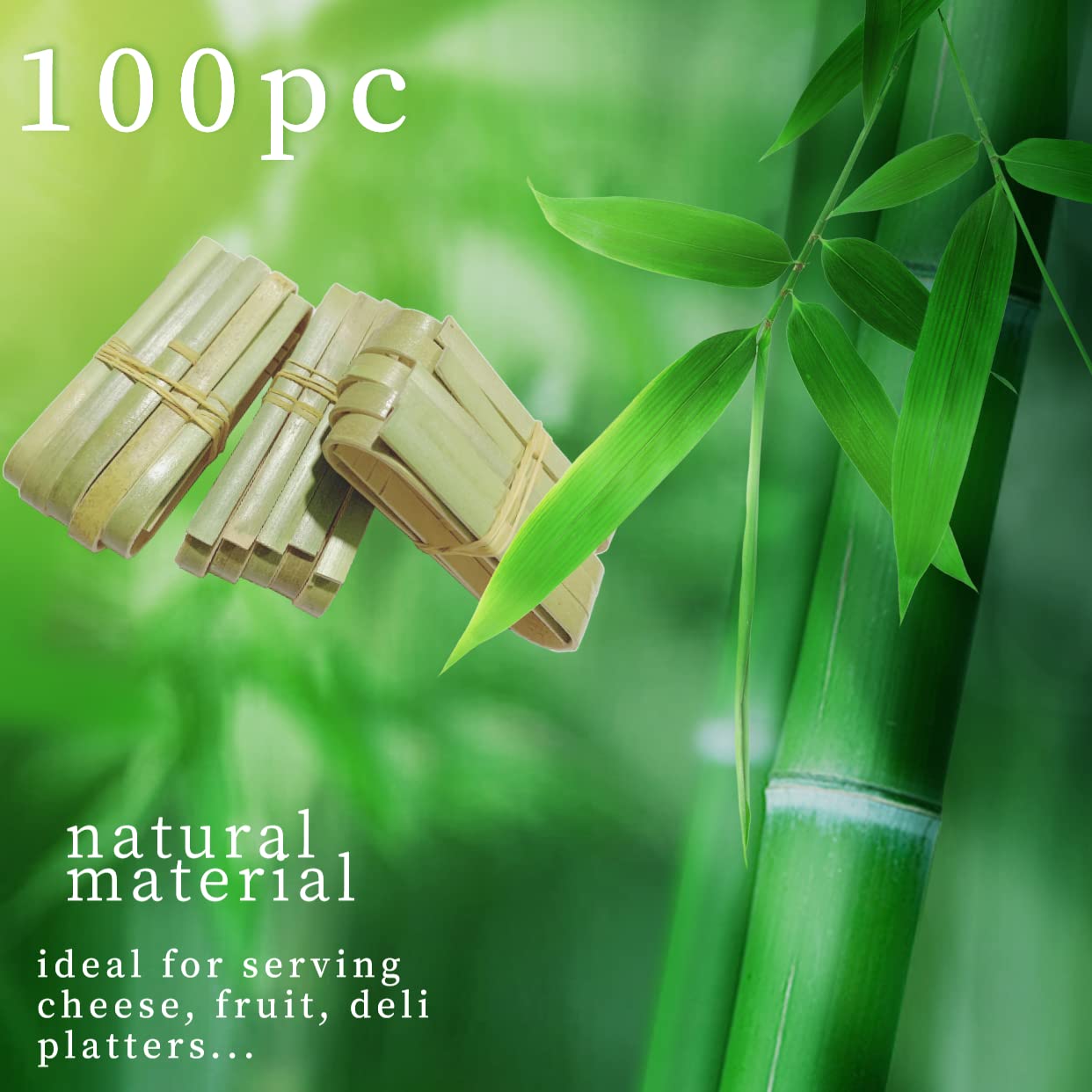 ROYHOO 100 Pack Bamboo Tongs Mini Bamboo Tongs Toaster Tongs for the Kitchen Cooking Tongs Teacup Clip Bread clip Roast Tongs, Green, 2.57, B-100