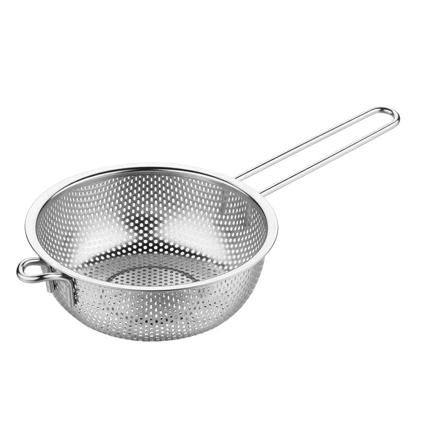 Stainless Steel Basin Colander with Handle Kitchen Strainer, Resting Feet and Colander to Strain, Rinse, Fry, Steam or Cook Vegetables & Pasta & Wash fruits