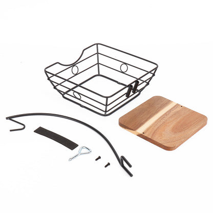 Livabber Countertop Fruit Basket Bowl with Banana Hanger, Modern Standing Fruit Vegetable Bowl Storage, with Banana Tree Holder for Kitchen Dinning Table (Square Wood, Black)