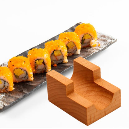 IEUDNS Wood Sushi Temaki Holder Serving Tray Rustic Novelty Rack Taco Display Stand Sushi Hand Roll Holder for Party Restaurant Dining Room, Presentation Platter Roll Boat Food Display, 1 Grid