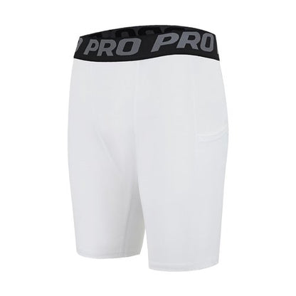 DANI CHINS Men's Athletic Compression Shorts Sports Running Workout Gym Underwear Boxer Shorts with Pockets(Black,White,M)