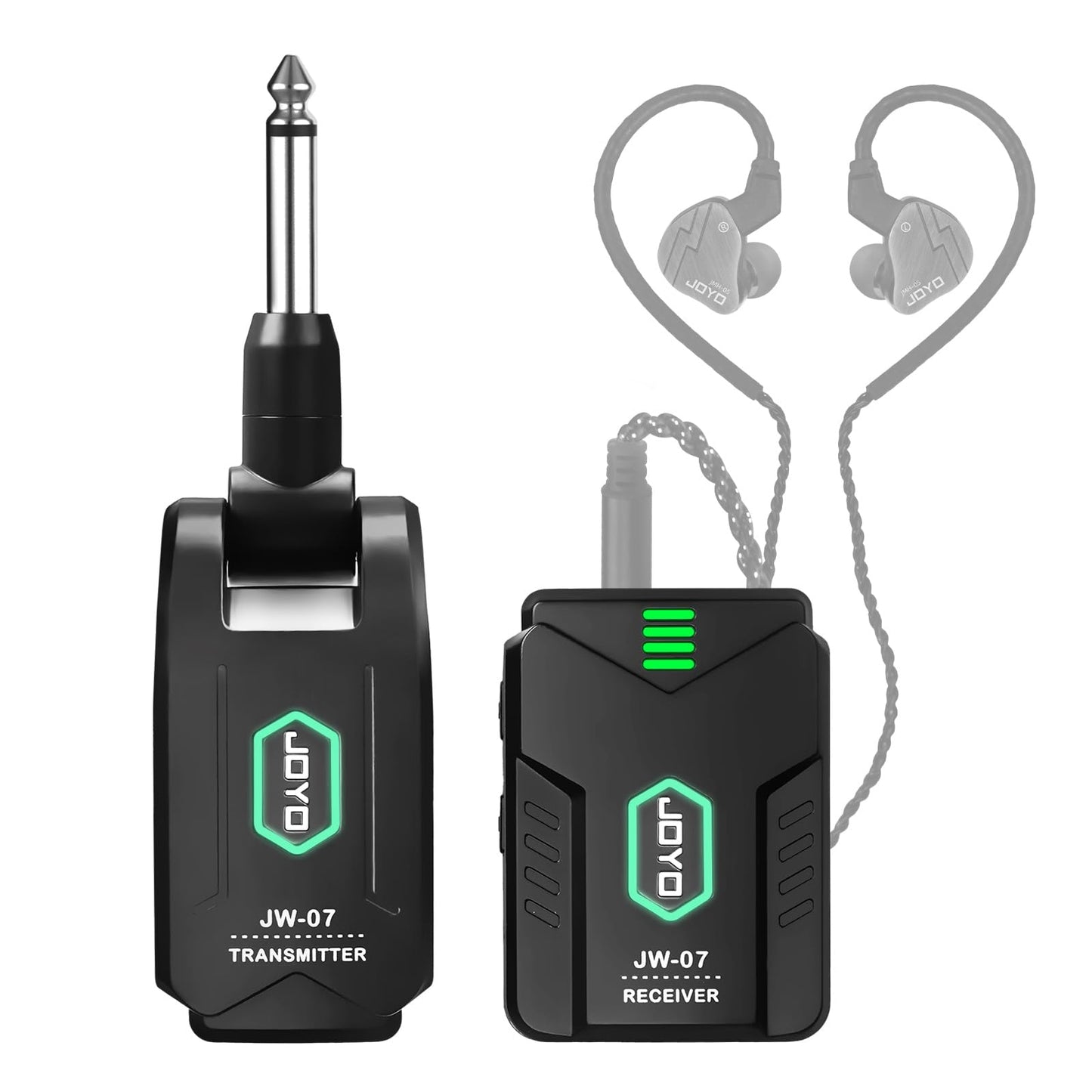 JOYO Wireless in Ear Monitor System 2.4G Wireless IEM System with Transmitter Clip on Receiver Automatic Pairing in-Ear Monitoring for Studio,Guitar,DJ,Live Performance (JW-07)
