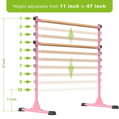 Dolibest 6ft Wall Mounted Traditional Wood Ballet Barre, 4ft Freestanding Wood Ballet Bar, Height Adjustable Ballet Bar,System Stretch/Dance for Home Barre Workout Equipment for Kids and Adults