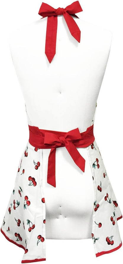 Wrapables Sweet Cherries Adjustable Flirty Hostess Apron