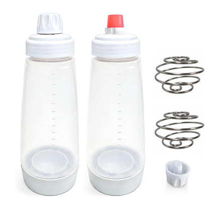 VEOOK 2-Pack Batter Dispenser with Whisk Ball, 1000ml Leak-Proof Squeeze Bottle with Stand for Pancakes, Waffles, Cupcakes & Crepes(PD-01)