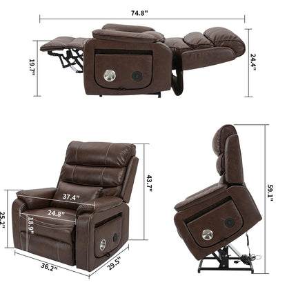 Oversized Electric Lift Chair Versatile Power Recliner Chair 180° Infinite Reclining Armchair for Adults with Massgae,Cupholder,USB-C Ports,Wireless Charging