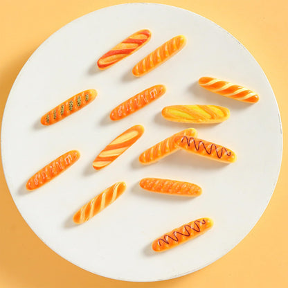 100Pcs Mini Fake Bread, Miniature Resin Food, Fake French Bread, Artificial Food Model for Mini House Kitchen Fairy Garden Cake Party Decor Display Props (Random Styles)