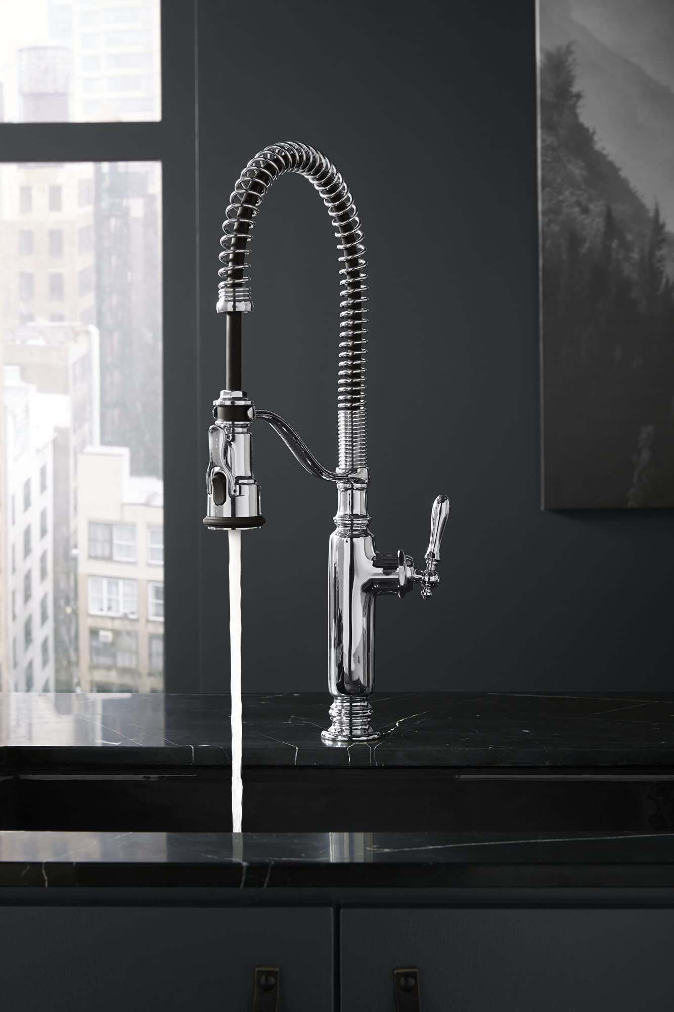 KOHLER Tournant Semi-Professional Pull-Down Kitchen Sink Faucet, Commercial Kitchen Faucet with Pull Down Sprayer, 77515-CP, Polished Chrome