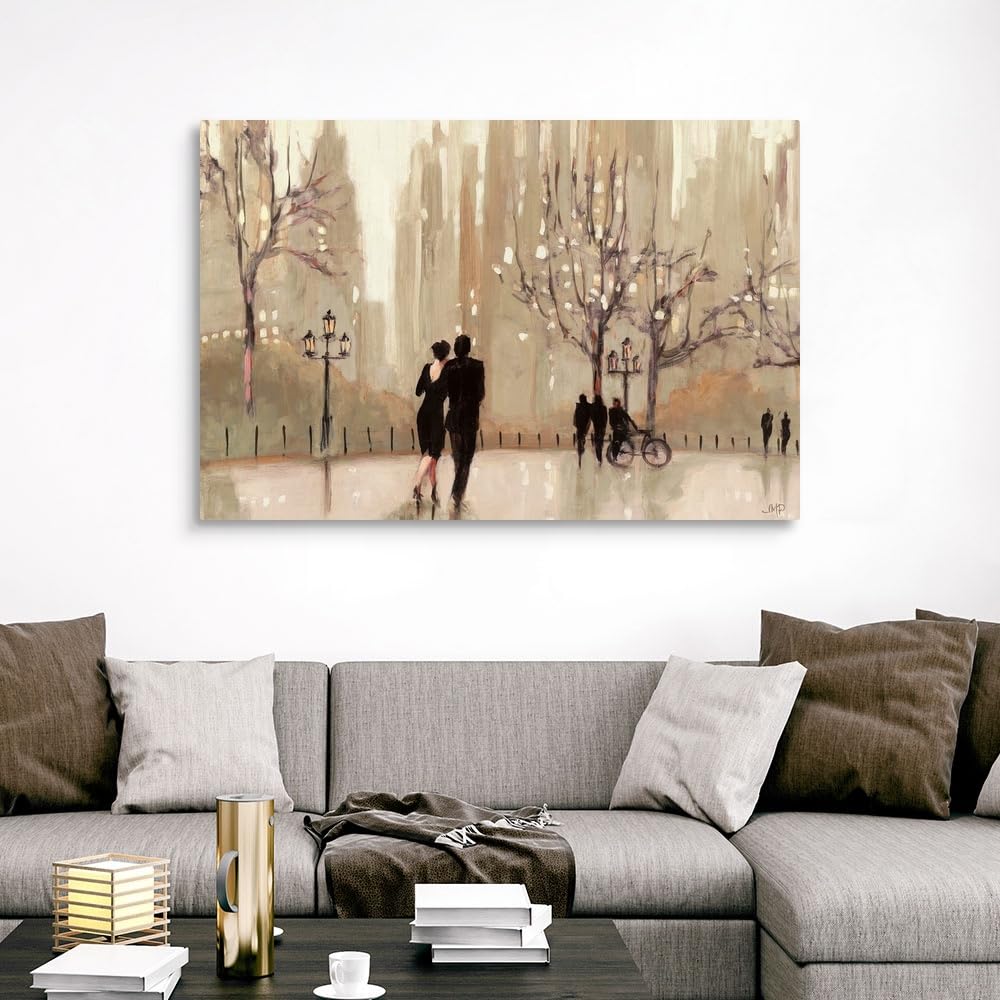 CANVAS ON DEMAND An Evening Out Neutral Canvas Wall Art Print by Julia Purinton, Contemporary, Figurative, Home Decor, Woman, Figurative Artwork,60" x40in