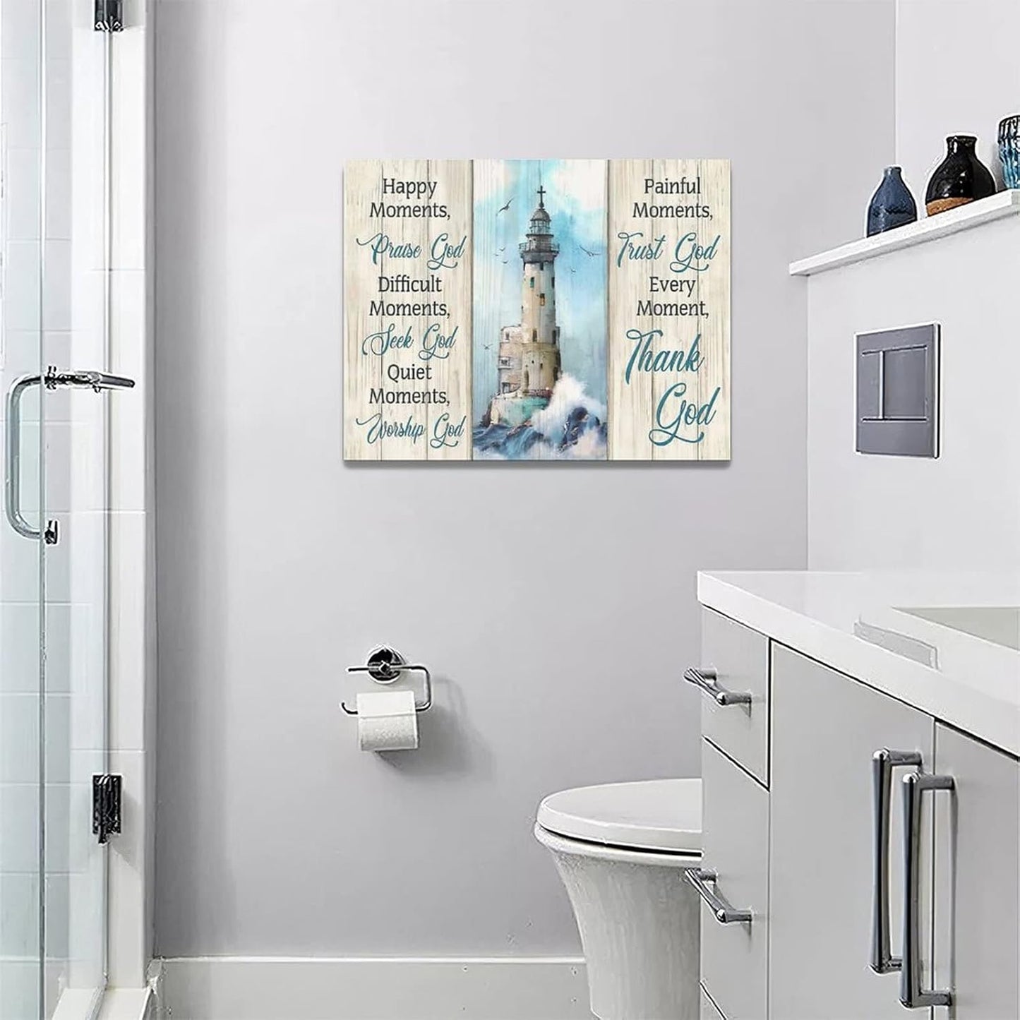 Lighthouse Wall Art - Nautical Decor, Ocean Coastal Pictures, 16"x12"