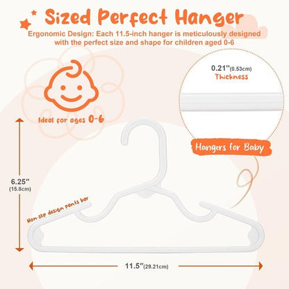 HOUSE DAY Premium Baby Hangers - 20 Pack Slim White Plastic Hangers for Infant & Toddler Clothes