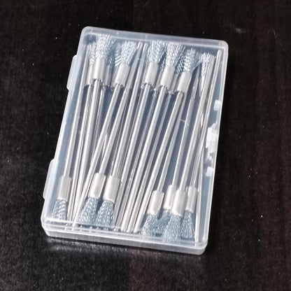 Luo ke 20 Pcs Extended Stainless Steel Cleaning End Brushes, 1/8'' Extra Long Shank Pen Shape Rust Paint Removal Bits Wire Brush for Rotary Tools