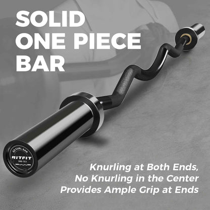 RitFit 2 Inch EZ Curl Bar with Weights, 350LBS Capacity Olympic Barbell for Bicep & Triceps, Home Gym Strength Training,Black with 85LBweights