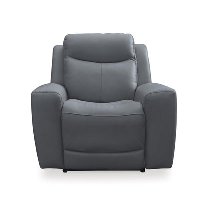 Signature Design by Ashley Mindanao Contemporary Leather Match Upholstered Power Recliner with Adjustable Headrest, Gray