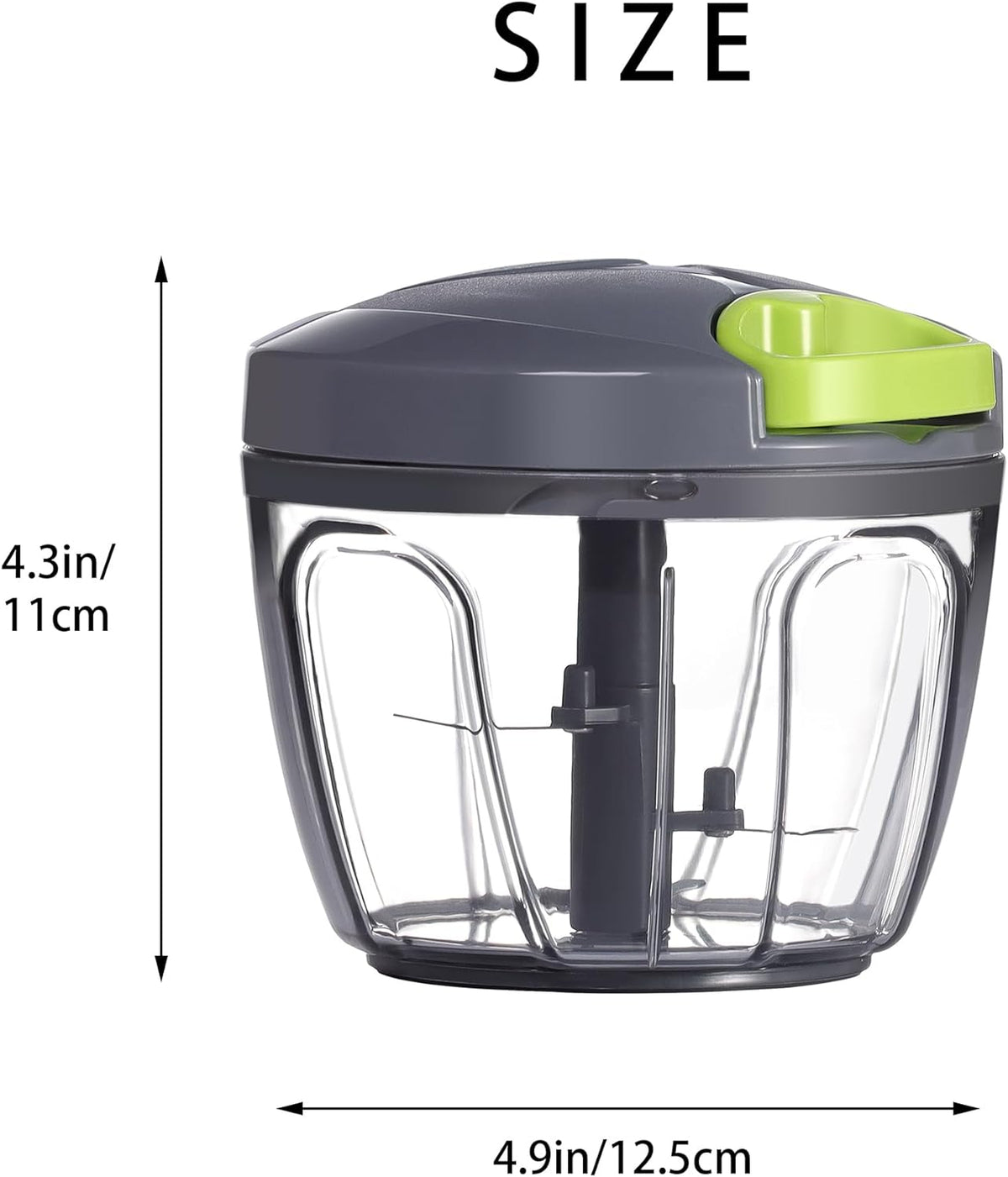 Ourokhome 650ml Manual Food Processor Vegetable Chopper, Grey for Garlic, Onion, and Herbs