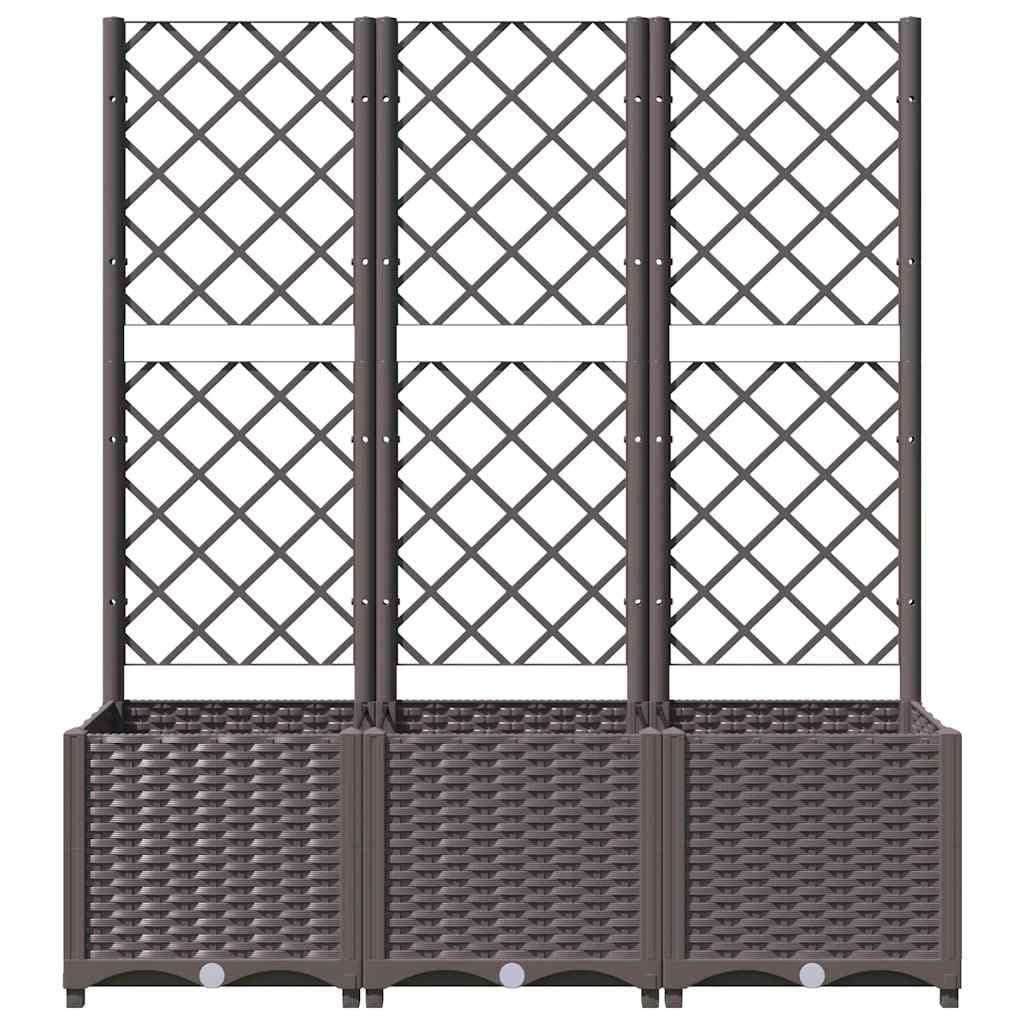 Foknhdi Large Outdoor Planter Box with Trellis 47.2 x 15.7 x 53.5 in Brown UV-Resistant Polypropylene Raised Garden Bed for Patio Balcony Gardening