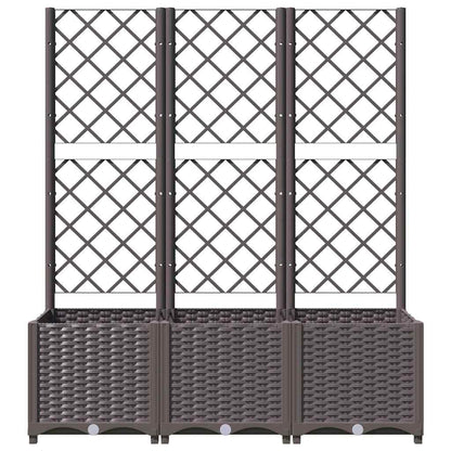 Foknhdi Large Outdoor Planter Box with Trellis 47.2 x 15.7 x 53.5 in Brown UV-Resistant Polypropylene Raised Garden Bed for Patio Balcony Gardening