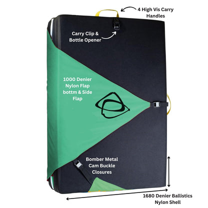 Asana Hero ‘Mountain’ Bouldering Crash Pad - Deluxe Suspension, Triple Layer Dual Density Foam Structure, Heavy Duty Nylon - Premium Rock Climbing Crash Mat (48 x 36 x 4)