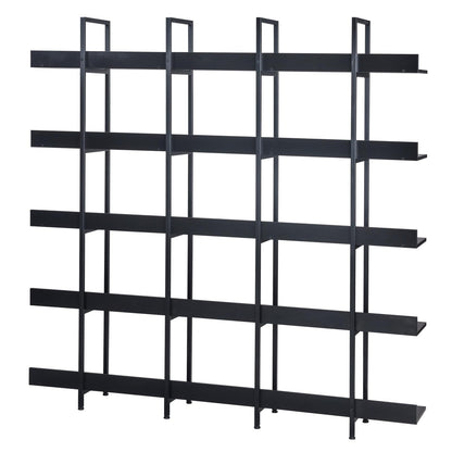KCSWKJ 5 Tier Bookcase Home Office Open Bookshelf, Vintage Industrial Style Shelf with Metal Frame, MDF Board