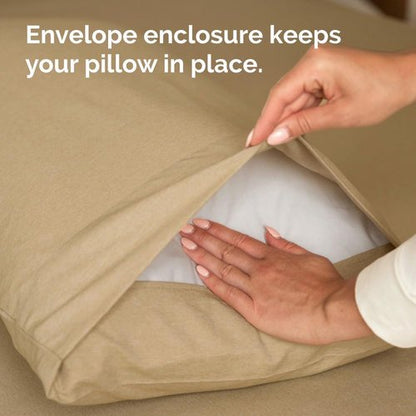 King Pillow Cases by Luxurious Home | Ultra Soft Hotel Quality - Wrinkle Free & Fade Resistant - 4 Piece Set in Heathered Tan