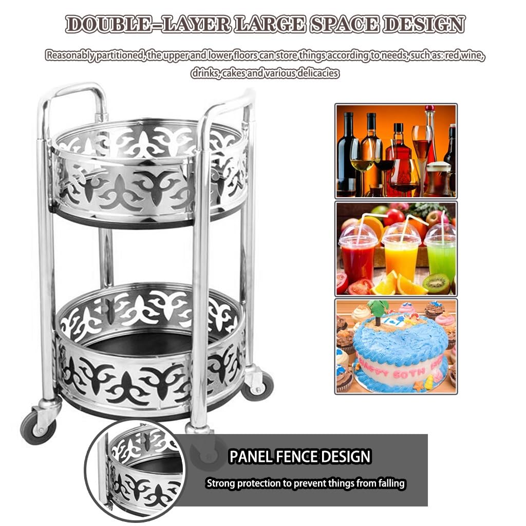 Portable Mobile Double Armrest Drink Cart, Bar Cart with Wheels High-end Restaurant Luxury Style Serving Cart, Housewarming Gift(Gold)