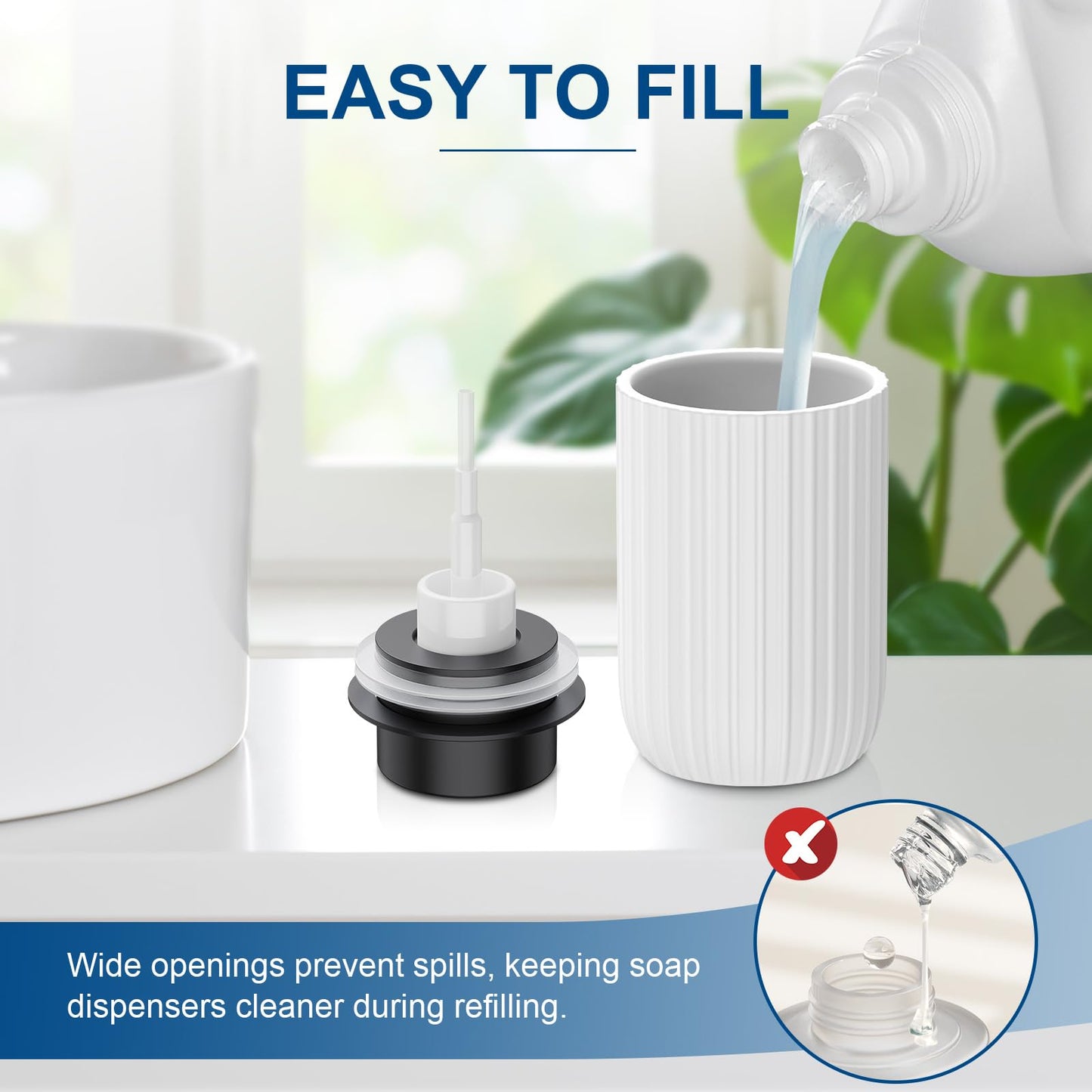 Ceramic Foaming Soap Dispenser, 12 oz Bathroom Foam Hand Soap Dispenser, Refillable Lotion Soap Dispenser with Removable Pump for Kitchen Hand Wash Dispenser, Modern Home Decor(2Pack-Black)