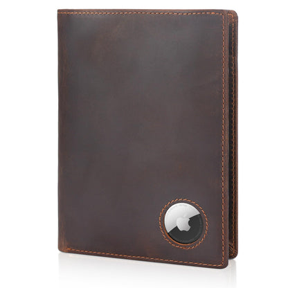 Polare Luxury RFID Blocking Leather Passport Holder Travel Wallet For Men and Women (Dark Brown with AirTag Slot)