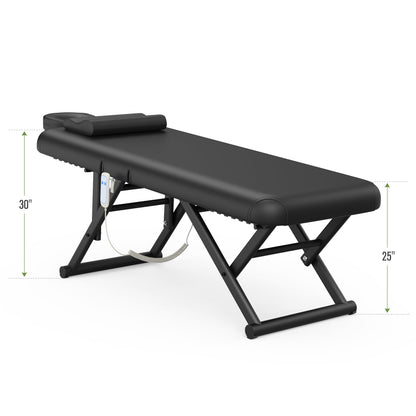 pouseayar Adjustable Massage Table with Face Pillow & Headrest, Sturdy and Solid, Silent and Easy to Adjust - Adjustable Backrest, Electric Leg Lifting, Black