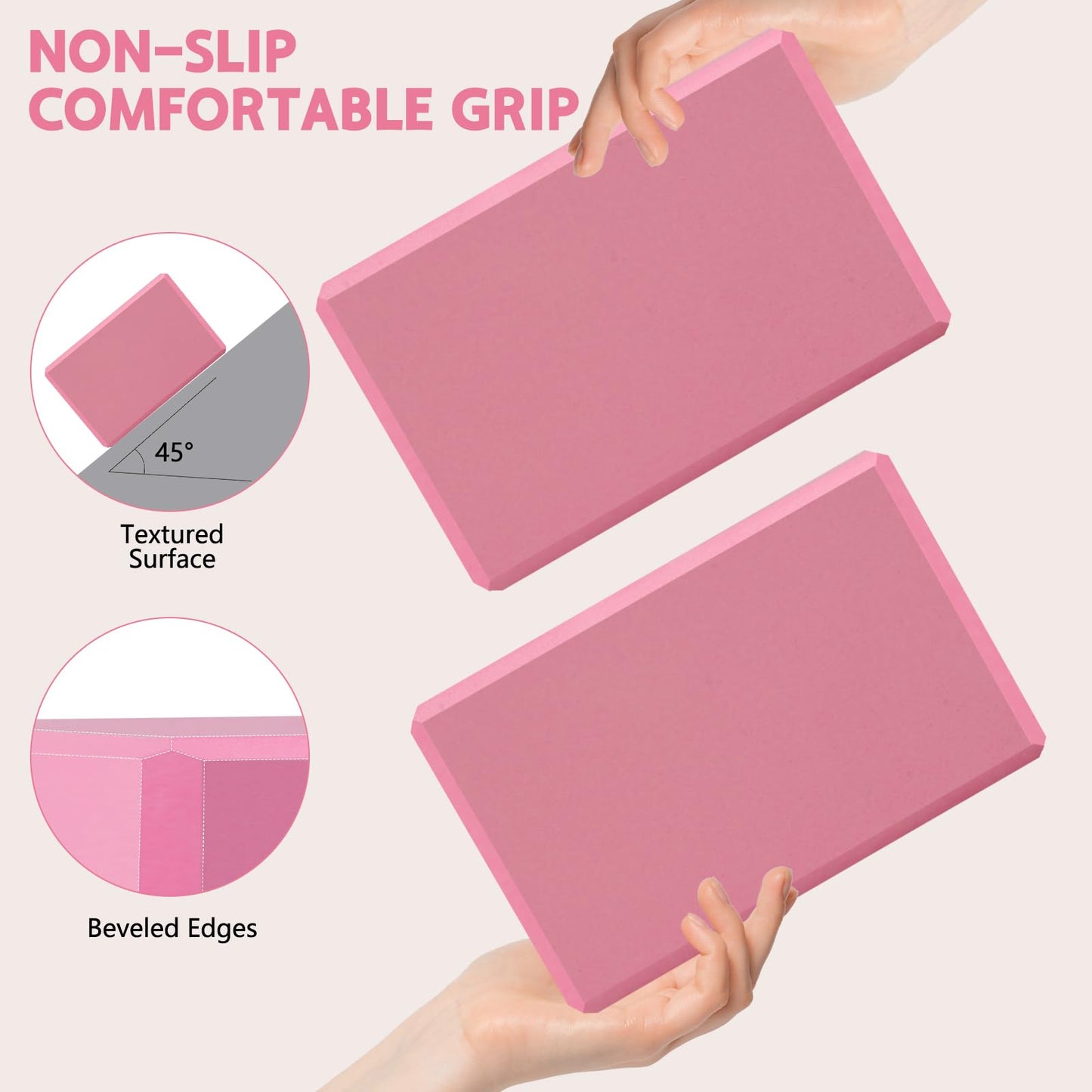 Yoga Block - Supportive Latex-Free Eva Foam - Soft Non-Slip Surface with Beveled Edges for Yoga, Pilates, Meditation - Yoga Accessories for Stability, Balance, Deepen Stretches