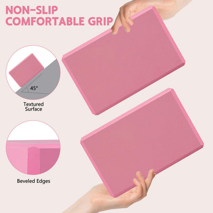 Yoga Block - Supportive Latex-Free Eva Foam - Soft Non-Slip Surface with Beveled Edges for Yoga, Pilates, Meditation - Yoga Accessories for Stability, Balance, Deepen Stretches