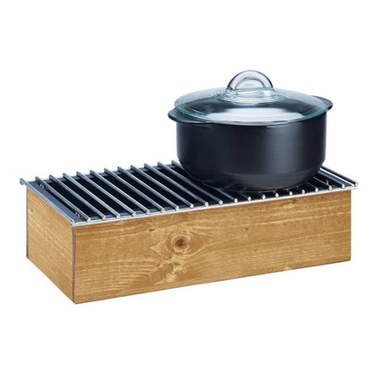 Cal-Mil 3439-99 Madera Chafer Alternative Buffet Server - Reclaimed Wood & Bronze Frame Food Warmer with Fuel Cell Rail, Wind Guard | 20"W x 10"L x 5.75"H