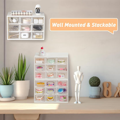 Mini Desk Organizer Drawer, 9 Removable Plastic Organizers for DIY Crafts, Art Supplies, and Jewelry Storage
