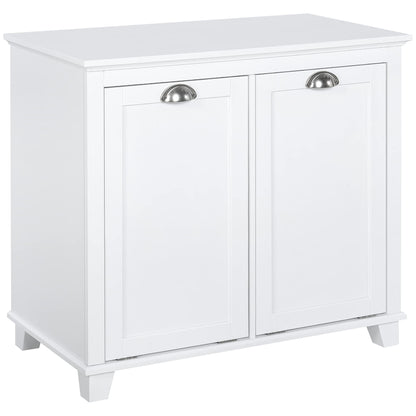 Tilt-Out Laundry Sorter Bathroom Cabinet, White