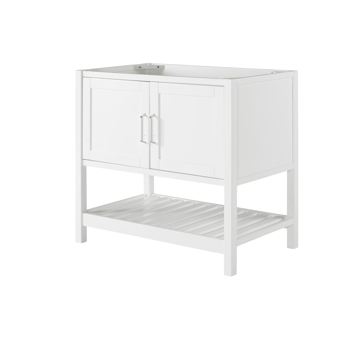 Alaterre Furniture Bennet Bathroom Vanity Without Sink – 36" Freestanding Wood Vanity Cabinet with Soft-Close Shaker Doors, Single Sink Base (White)